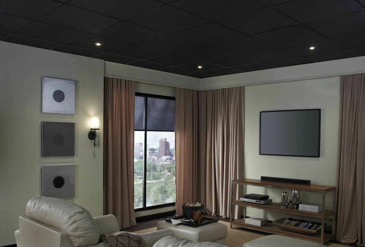 Потолок темнее стен фото Black Ceiling Tiles Ceilings Armstrong Residential Dropped ceiling, Black ceilin