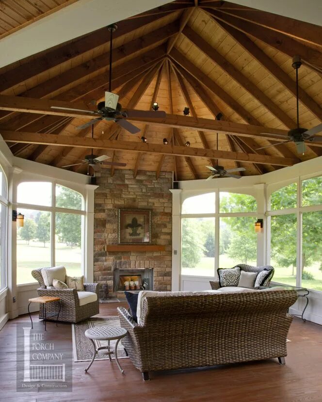 Потолок в беседке варианты Open Porch ceiling outdoor fireplace Brentwood TN Nashville Traditional porch, H