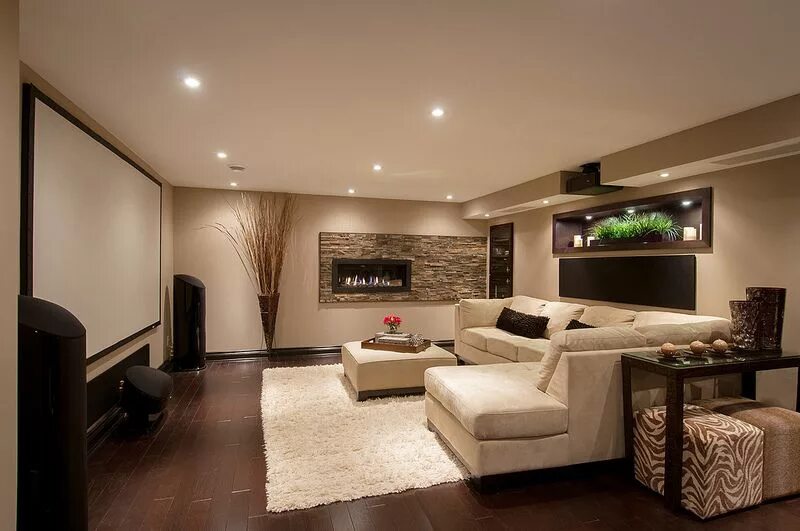 Потолок в гостиной дизайн в частном доме Terracotta Ledgestone Living Room Contemporary basement, Basement design, Home t