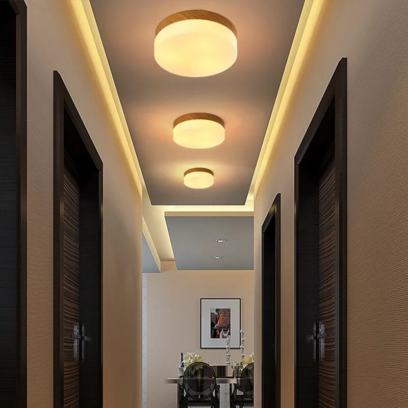 Потолок в коридоре дизайн фото led e27 Nordic Wooden Glass LED Lamp.LED Light.Ceiling Lights.LED Ceiling Light.