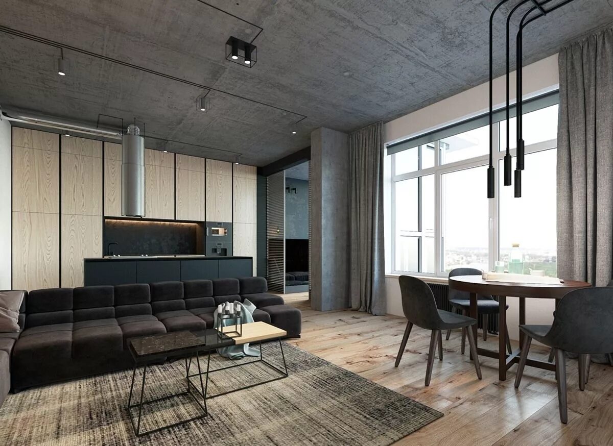 Потолок в стиле лофт бетон 3 Concrete Lofts With Wide Open Floor Plans House design, Concrete loft, Interio