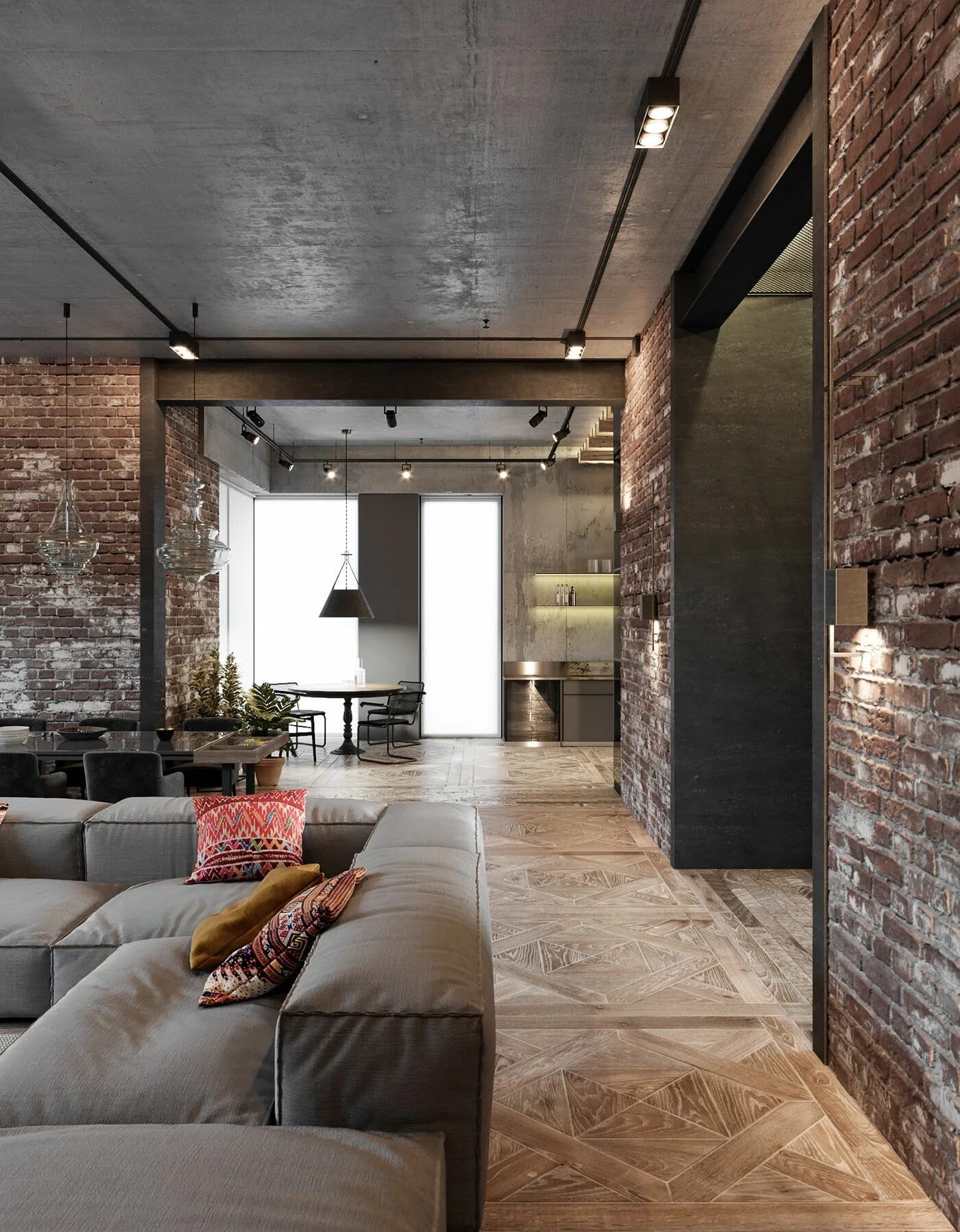 Потолок в стиле лофт в квартире B.O.B. on Behance Industrial loft design, Loft design, Industrial style interior