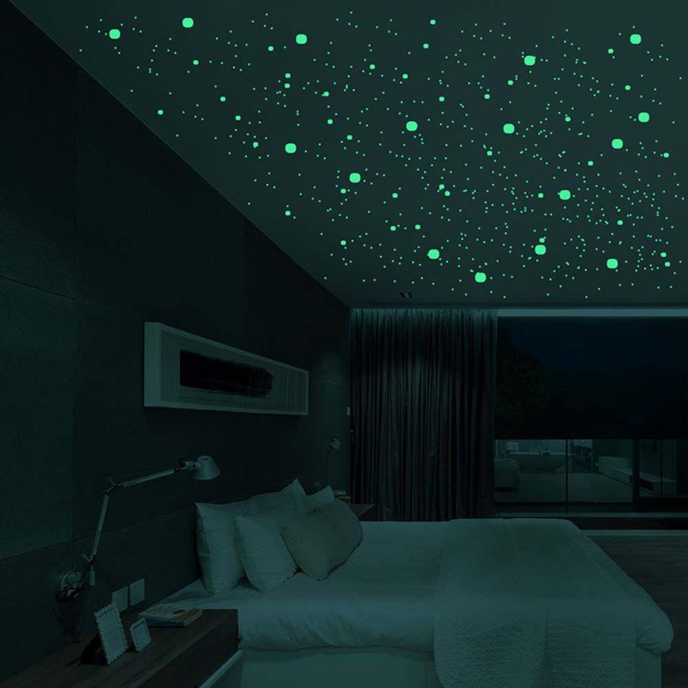 Потолок звездное небо фото цена Home Decoration Moon Universe Fluorescent Bubble Sticker 3D Luminous Decal Wall 