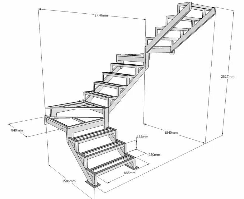 Поворотная лестница на второй этаж чертеж 60 Planos de escaleras de hierro - en PDF con detalles Stairs design, Stairs des