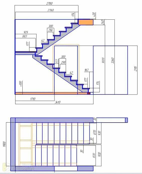 Поворотная лестница на второй этаж чертеж Significant RCC Information About Footings, Beams, Columns, Slabs, And Stairs St