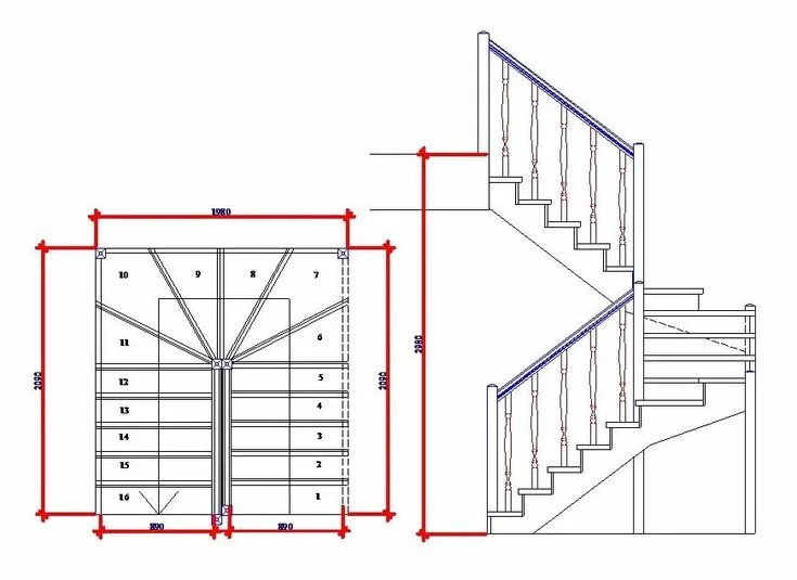 Поворотная лестница на второй этаж чертеж Метод подъема линий Staircase design, Stairway design, Spa interior design
