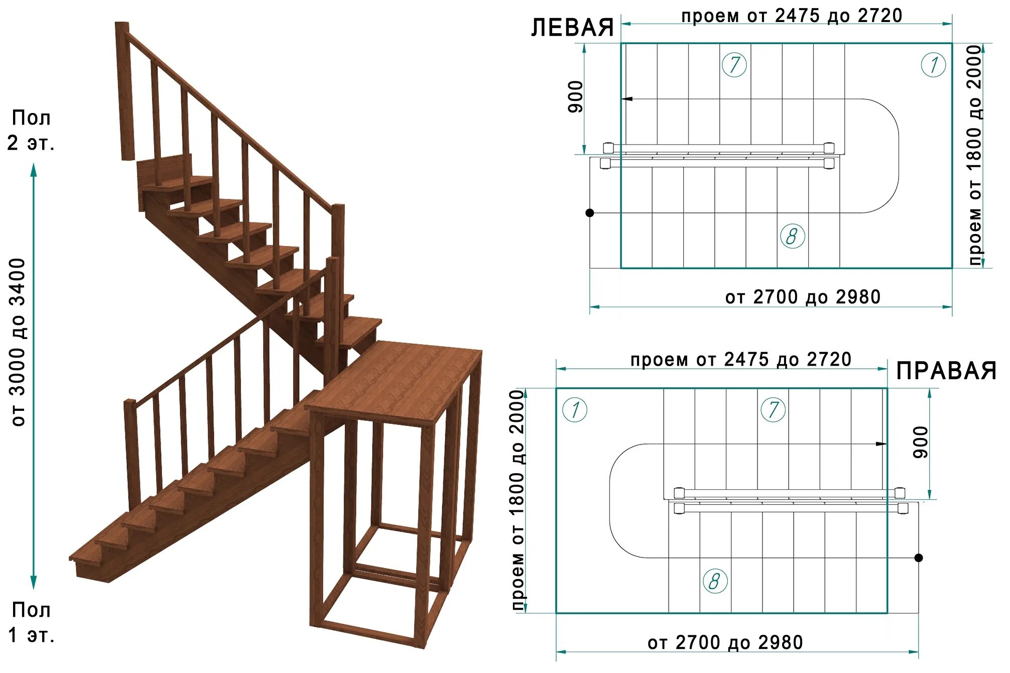 Поворотная лестница на второй этаж чертеж Поворотная лестница: 90 градусов на второй этаж, 180 ступеней, конструкция и чер