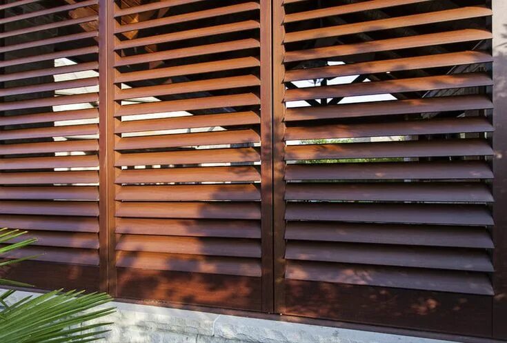 Поворотные деревянные жалюзи в беседку своими руками Outdoor Shutters - Spring Shutters & Blinds in 2020 Outdoor shutters, Shutter bl