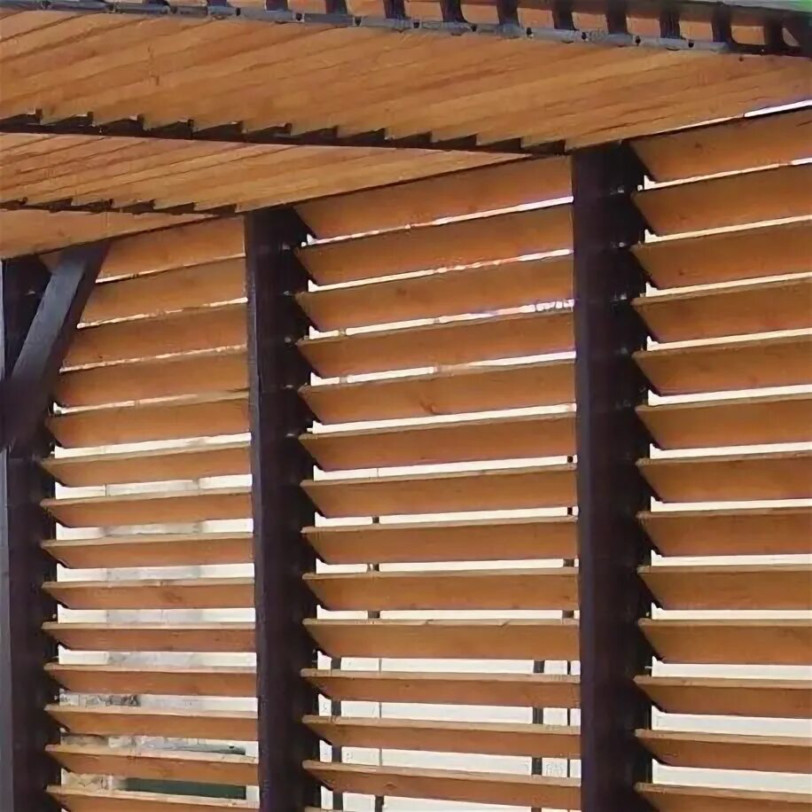Поворотные деревянные жалюзи в беседку своими руками Pergola en bois avec vantelles amovibles sur toiture + 1 côté 348x310x232cm Ombr