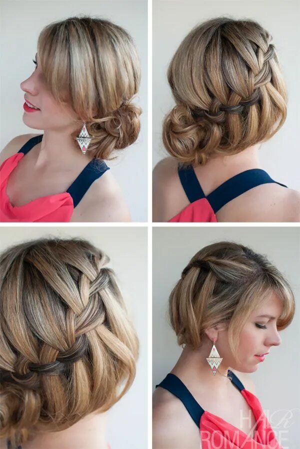 Повседневная прическа на каре waterfall-messy-braid-bun Hair romance, Long hair styles, Hair styles 2014
