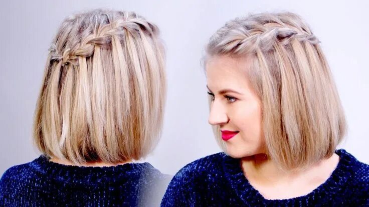Повседневная прическа на каре HOW TO: Waterfall Braid Crown Hairstyle For Short Hair Milabu Cool braid hairsty