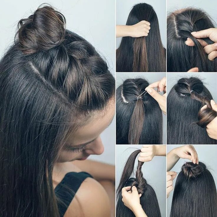 Повседневные прически на длинные волосы своими руками Simply perfect #90sstyle in three easy steps. 1. Section hair off from the templ