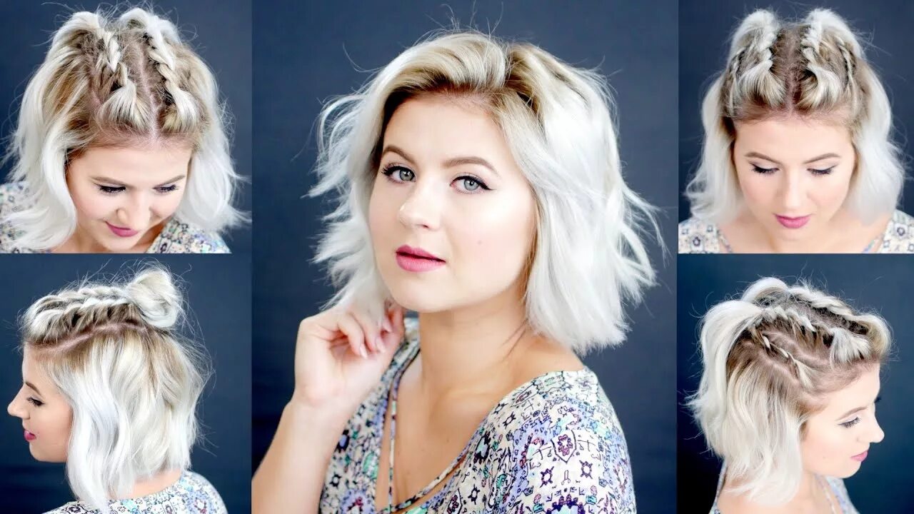 Повседневные прически на каре в домашних условиях 4 EASY Short Hairstyles Tutorial Milabu - YouTube