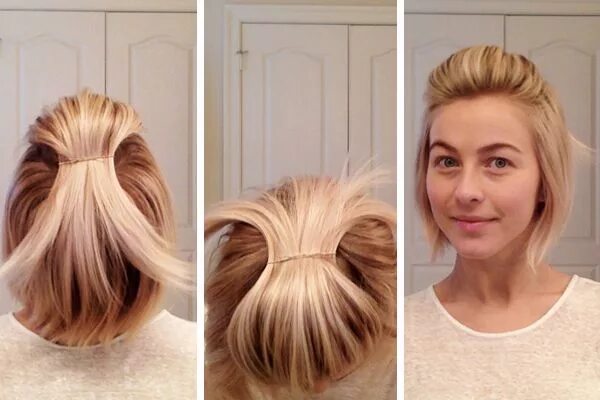 Повседневные прически на каре в домашних условиях jules-half-up-do.jpg 600 × 400 pixels Short hair styles, Hair styles, Hair puff