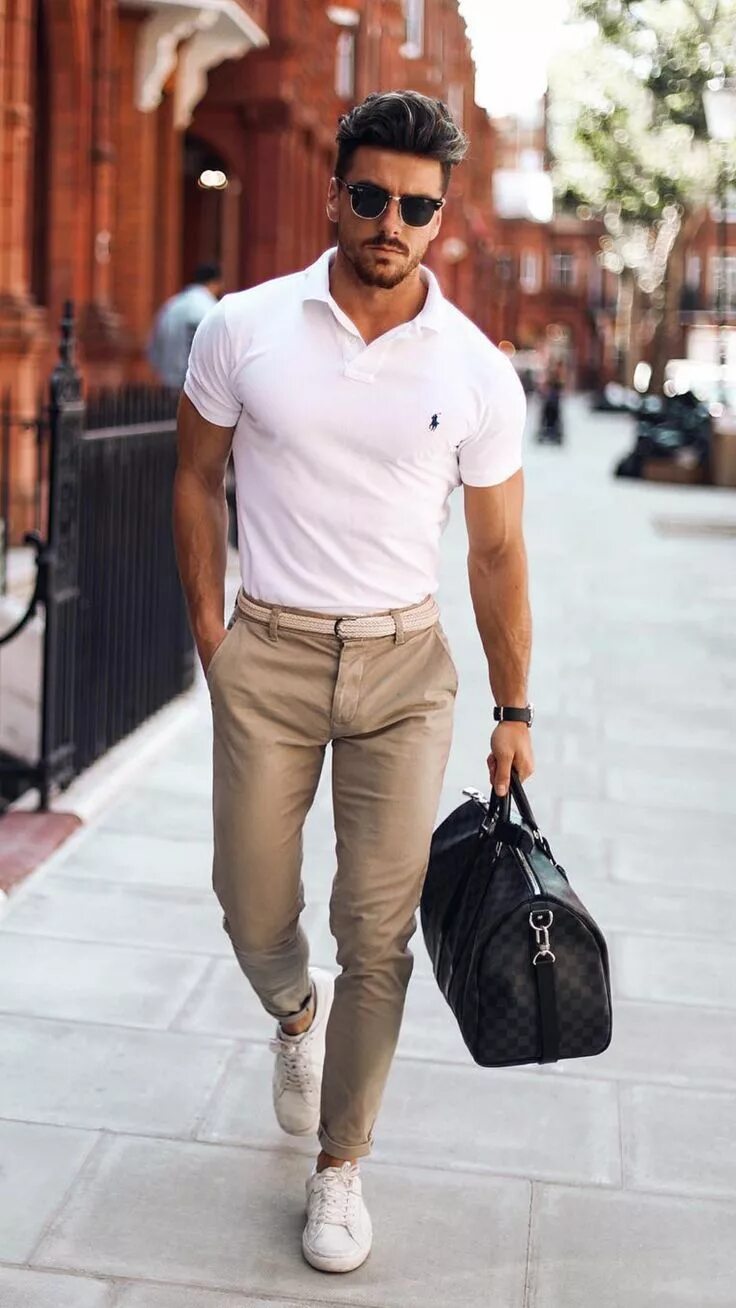 Повседневный классический стиль мужской Weißes Poloshirt Outfit Ideen für Männer #poloshirt #shirt #outfitideas #mensfas