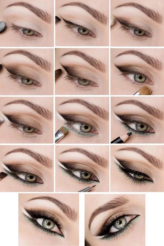Повседневный макияж для зеленых глаз пошагово макияж глазок Smoky eye makeup, Dramatic eye makeup, Smokey eye makeup