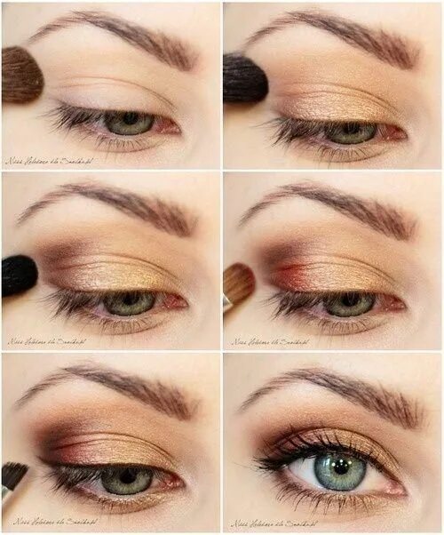 Повседневный макияж для зеленых глаз пошагово фото DIY Bronze Eye Makeup Tutorial eye shadow how to diy makeup eye makeup eye liner