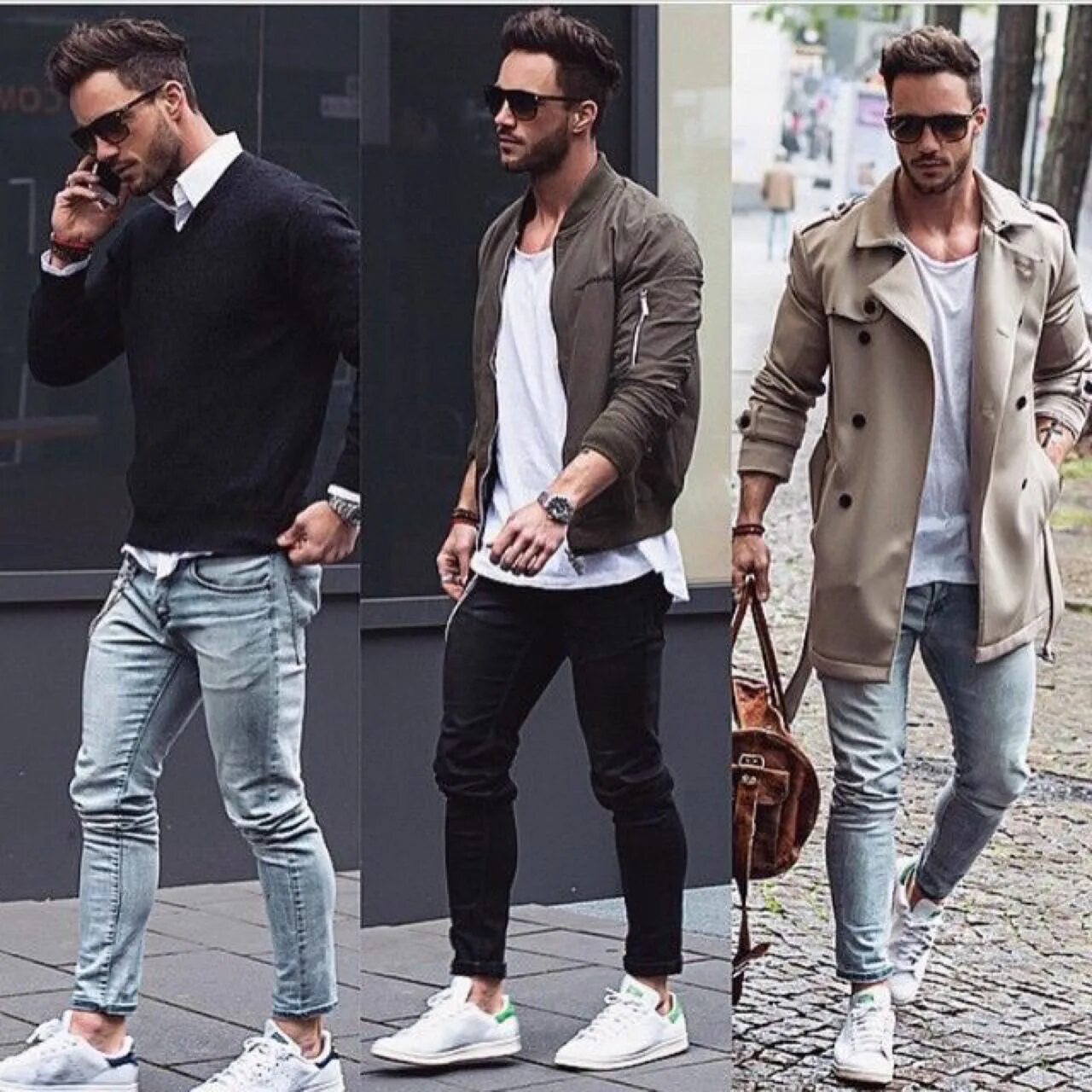 Повседневный мужской стиль ボ-ド"Leather & Jeans - Men"の ピ ン