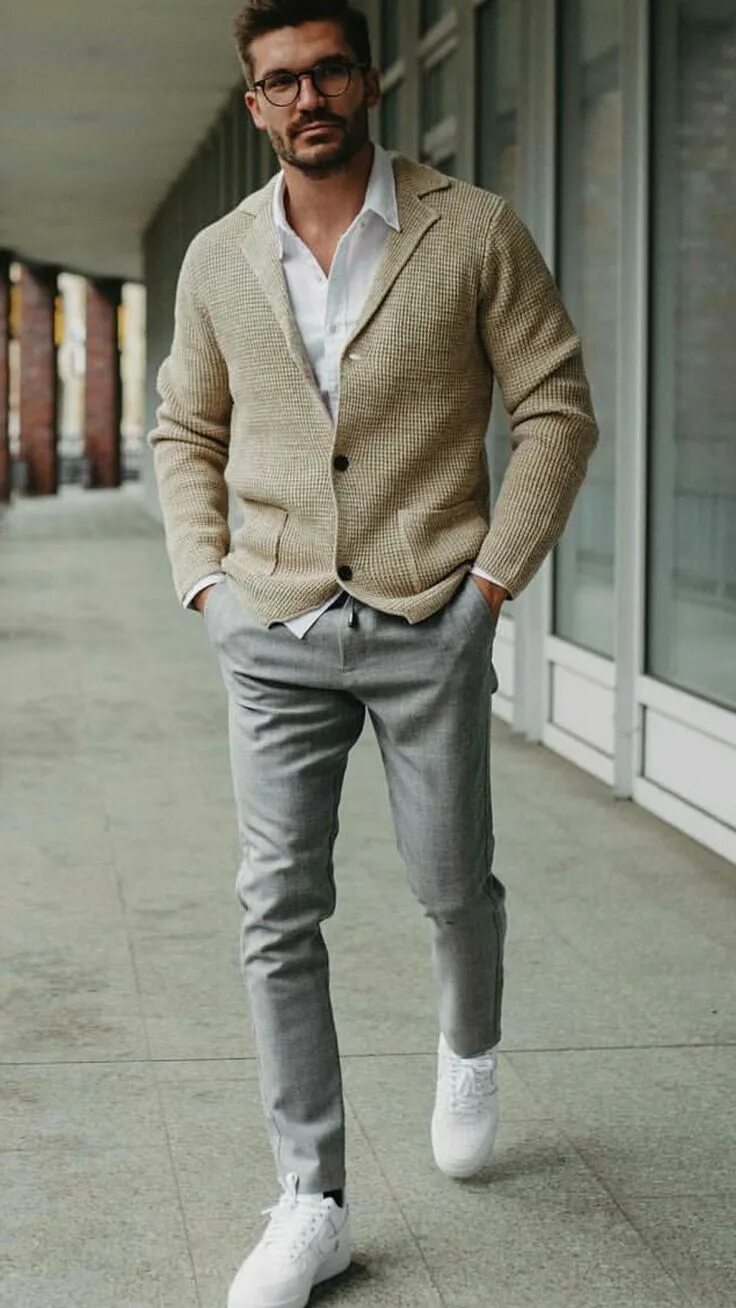 Повседневный стиль мужской 2024 Пиджак из трикотажа Mens business casual outfits, Sweater outfits men, Mens casu