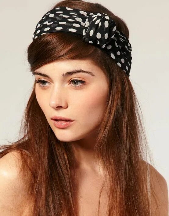 Повязка на голову с челкой фото Dot handbands. Траки со точки. Skopje Casual Headband hairstyles, Dress hairstyl