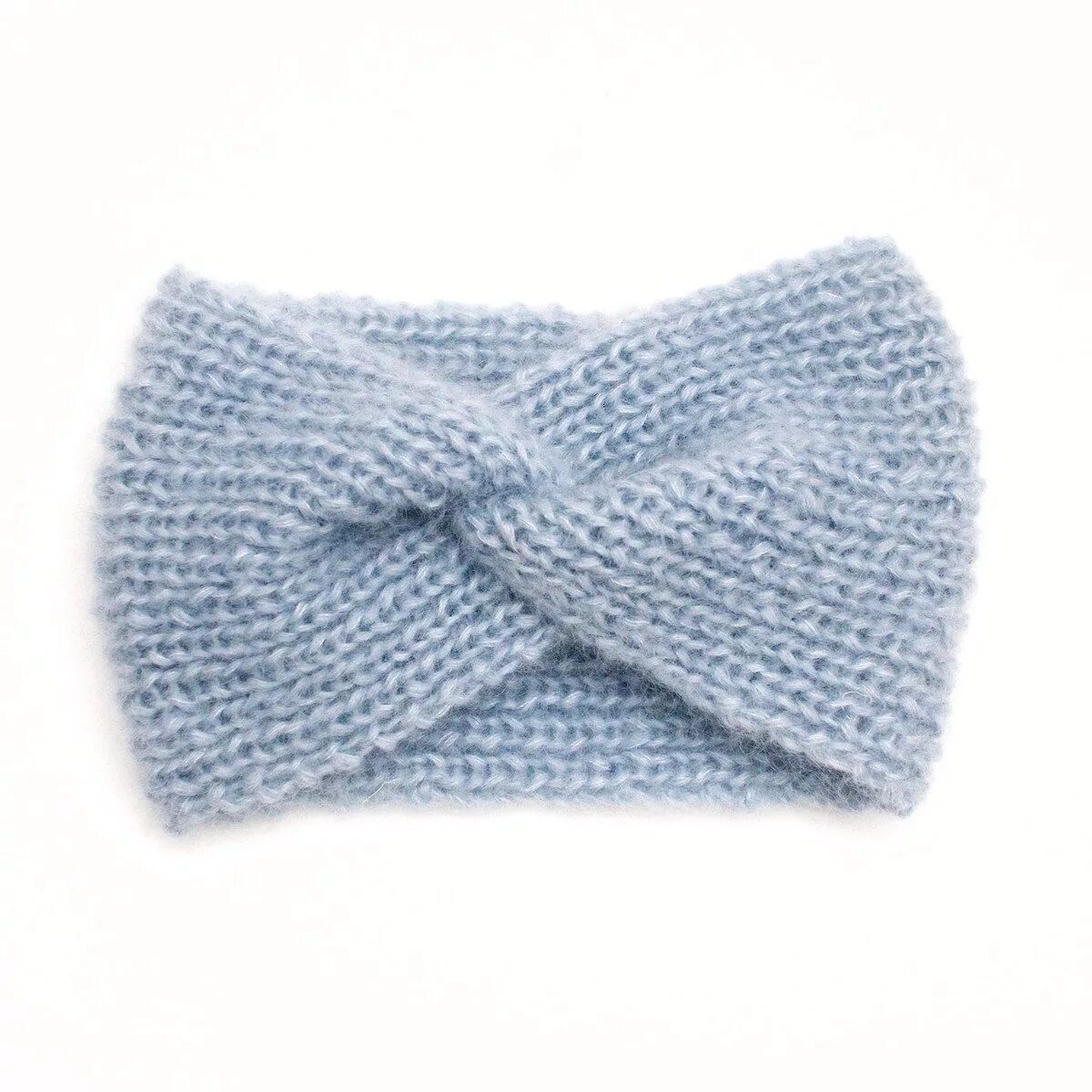 Повязка спицами с перехлестом схема Gestricktes Stirnband, aus Mohair und Seide, hellblau : Handgestricktes Stirnban
