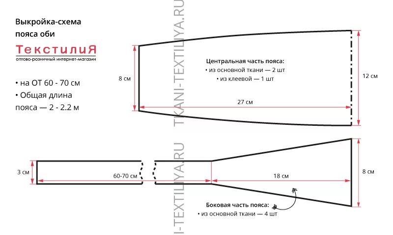 Пояс ткань выкройка Сшить пояс оби своими руками - как это сделать, модели, фото