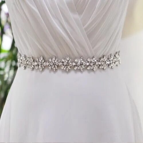 Пояса на платье фото Bridal Wedding Bridesmaid Dress Sash Crystal Rhinestone White Ribbon Waist Belt 