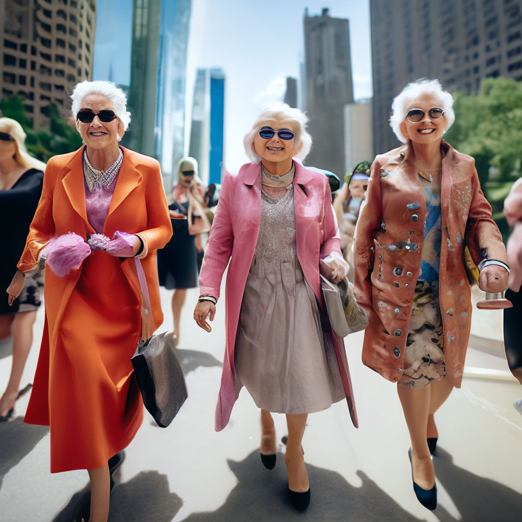 Поздравление модная бабушка в тренде "Super fashionable grandmothers of the." - image created in Shedevrum