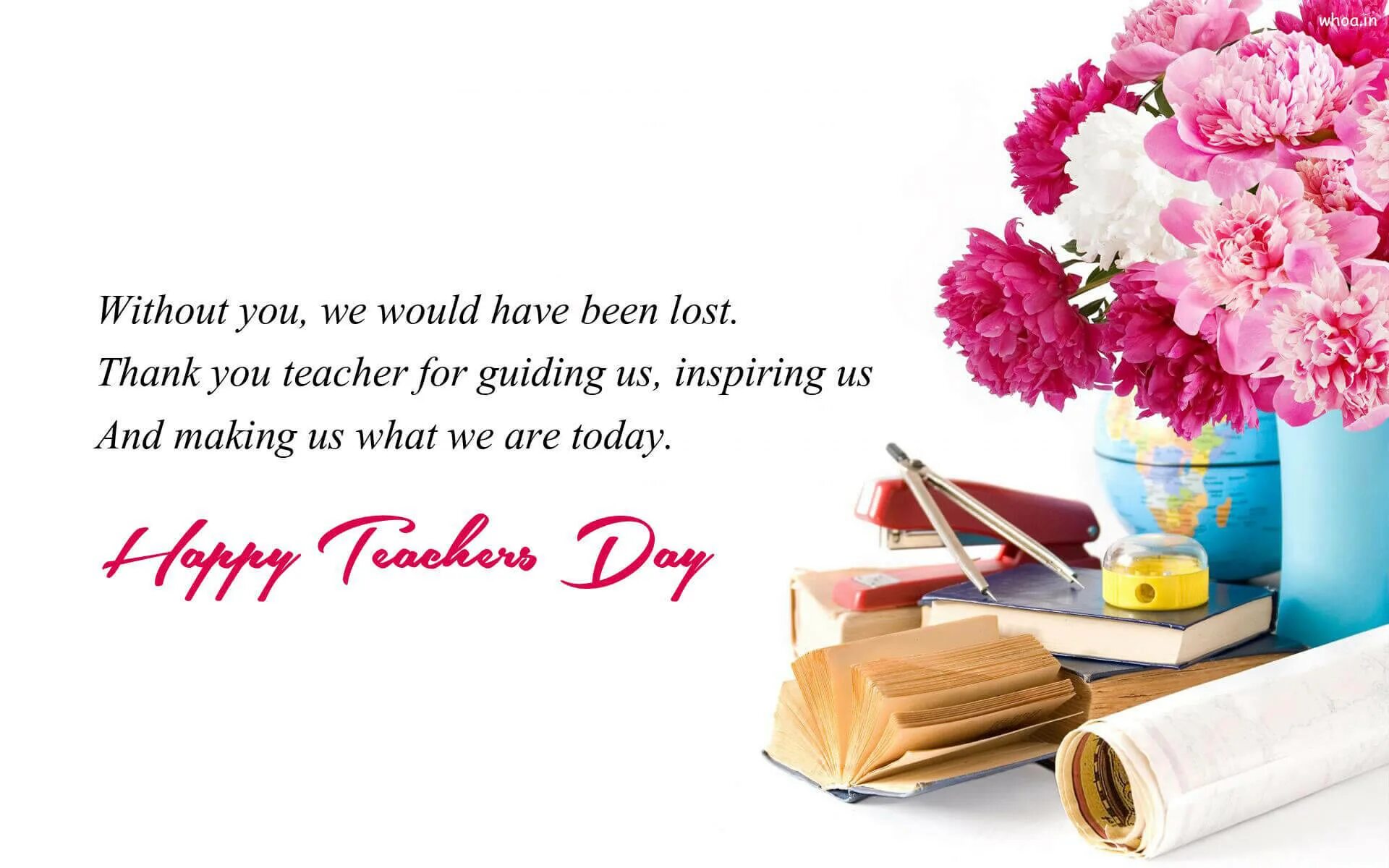 Поздравление с днем учителя первую учительницу картинки Download Happy Teachers' Day Quote Wallpaper Wallpapers.com