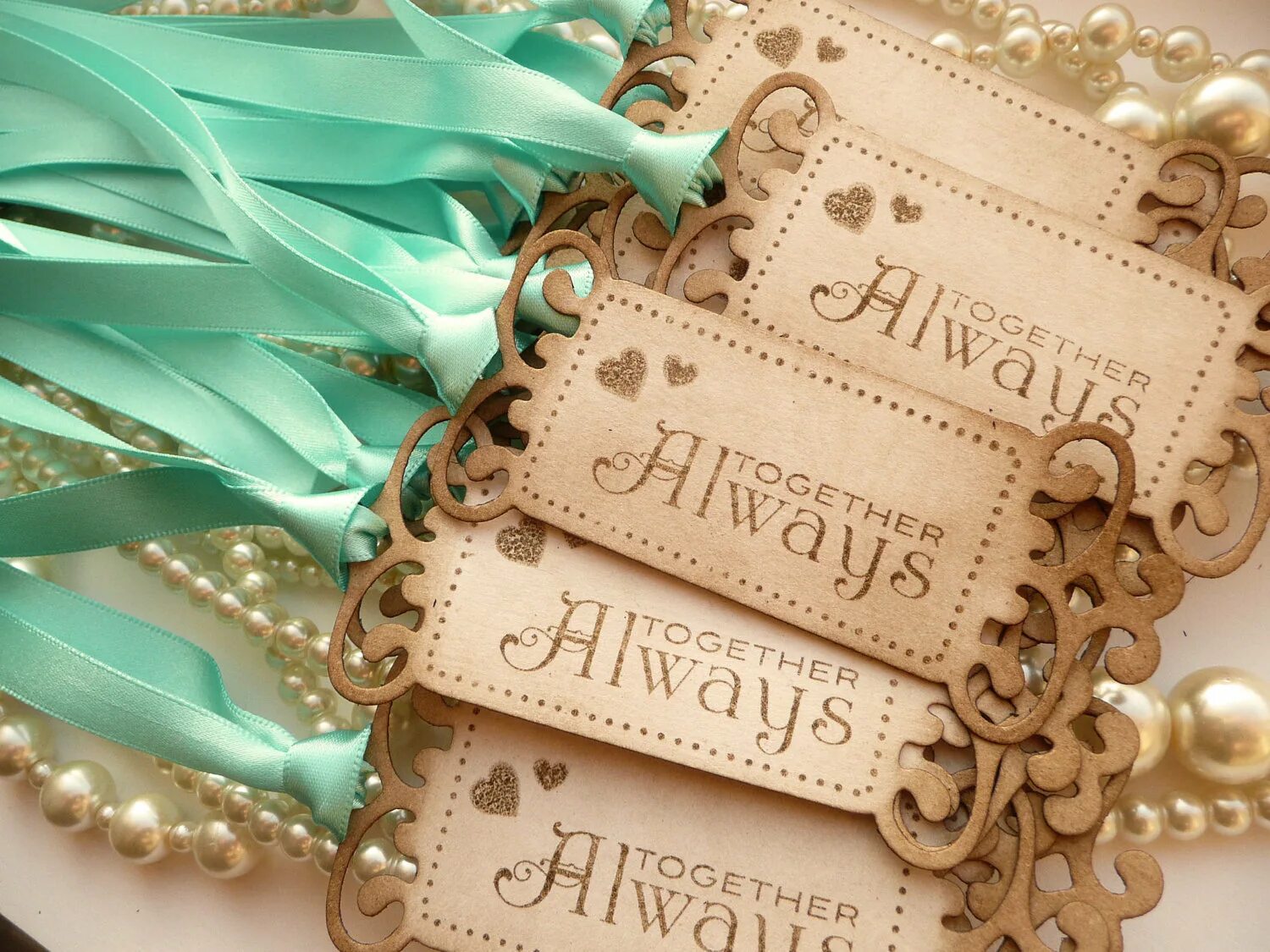 Поздравления с 18 летием свадьбы картинки Turquoise Together Always Wedding Favor Tags - Vintage Look - Engagement, Annive