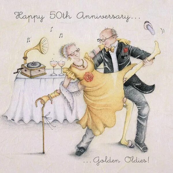 Поздравления с годовщиной свадьбы смешные картинки 50th Wedding Anniversary Card &lsquo;Happy 50th Anniversary Golden Oldies!&rsquo