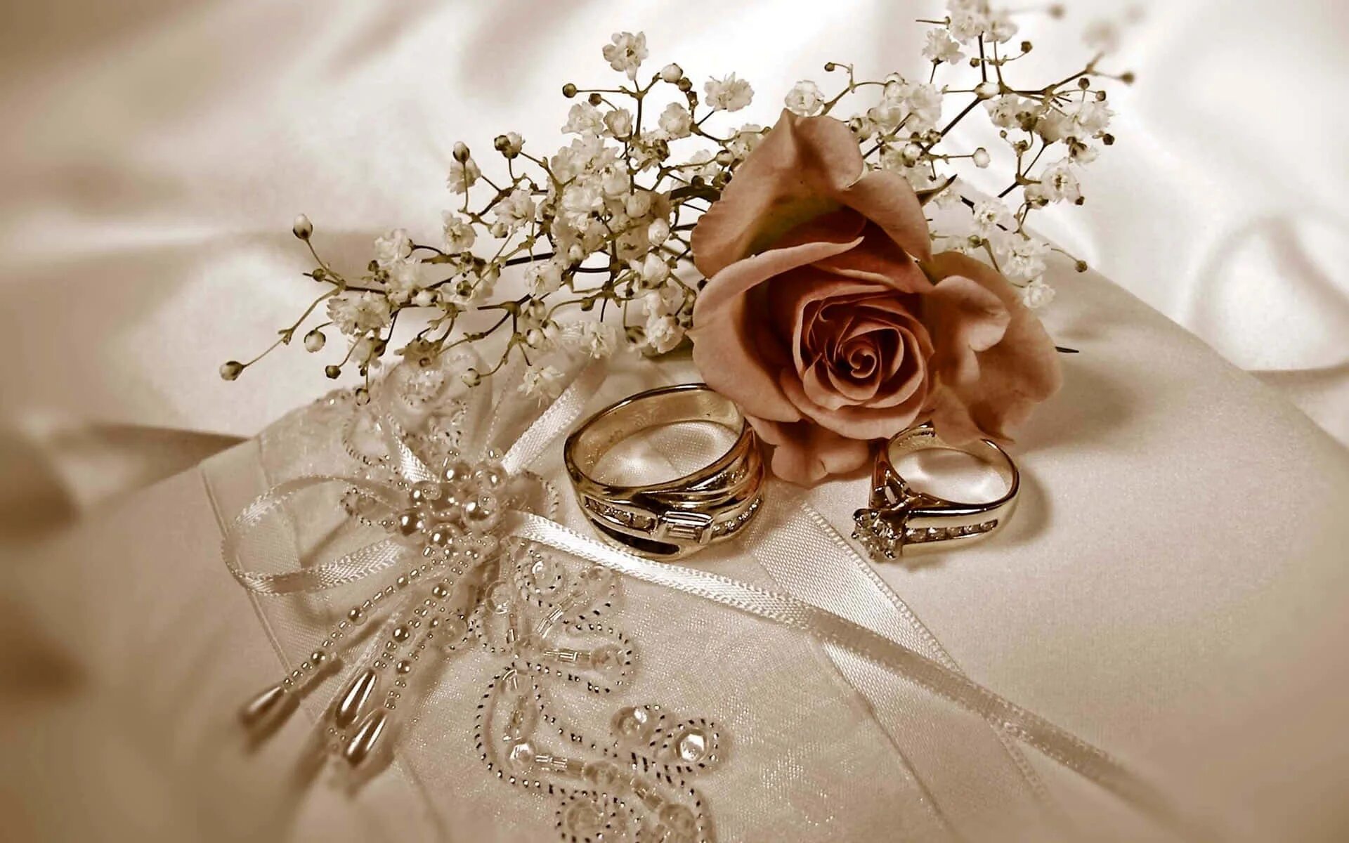 Поздравляю с свадьбой картинки красивые Download Wedding Ring And Rose Flower Wallpaper Wallpapers.com