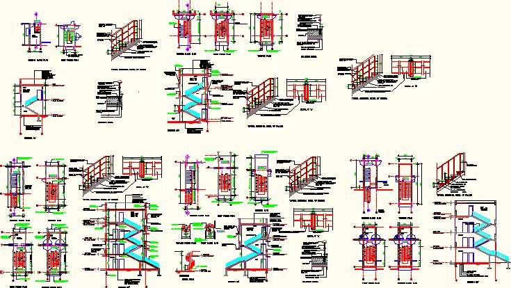 Пожарная лестница чертеж dwg Stair Case Construction Detail DWG Detail for AutoCAD * Designs CAD