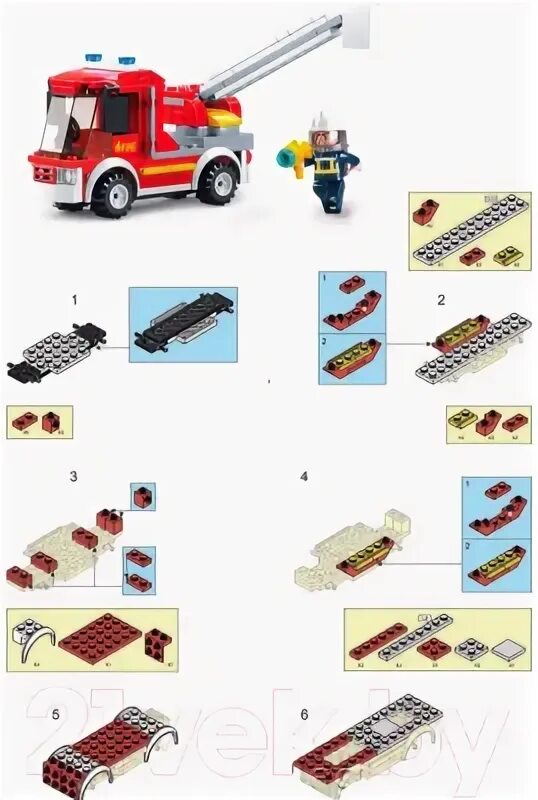 Пожарная машина инструкция сборки Sluban Пожарная машина / M38-B0632 Конструктор купить в Минске, Гомеле, Витебске