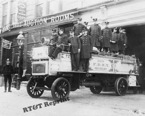 Пожарный 19 века фото Фотография пожарной машины New York Fire Company 72 1912 год 8x10 eBay