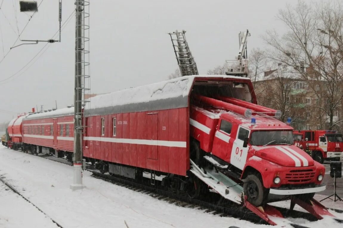 Пожарный поезд фото Музейный комплекс "Пожарный поезд" - г. Тула, Московский вокзал на портале ВДПО.