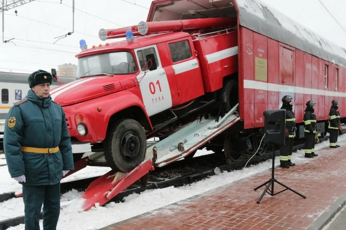 Пожарный поезд фото картинки Музейный комплекс "Пожарный поезд" - г. Тула, Московский вокзал на портале ВДПО.