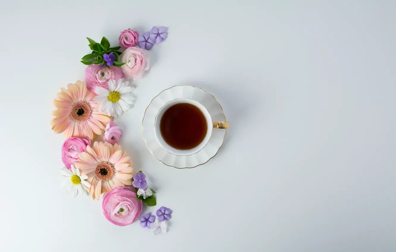 Пожелание доброго утра мамочке с картинками Wallpaper flowers, coffee, Cup, pink, flowers, cup, coffee, tender for mobile an