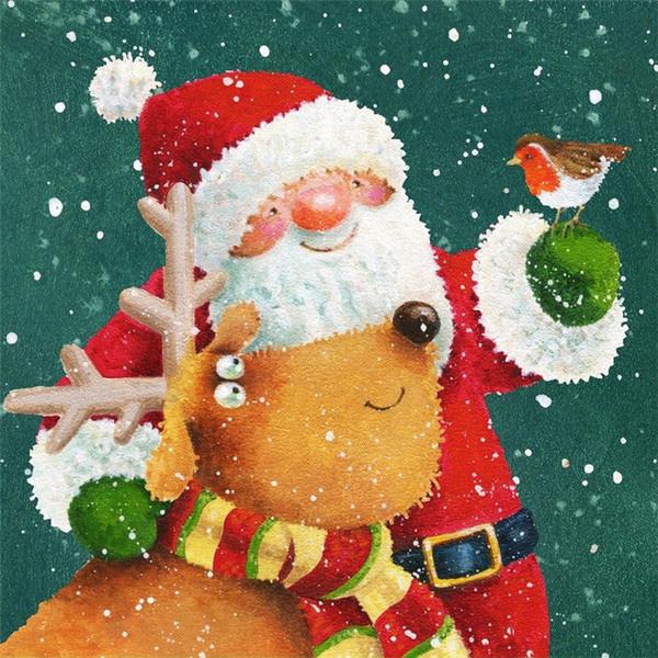 Позитивная картинка новый год Full Drill Diamond Embroidery Snowman Santa Claus Deer 5D Diamond Painting Mosai