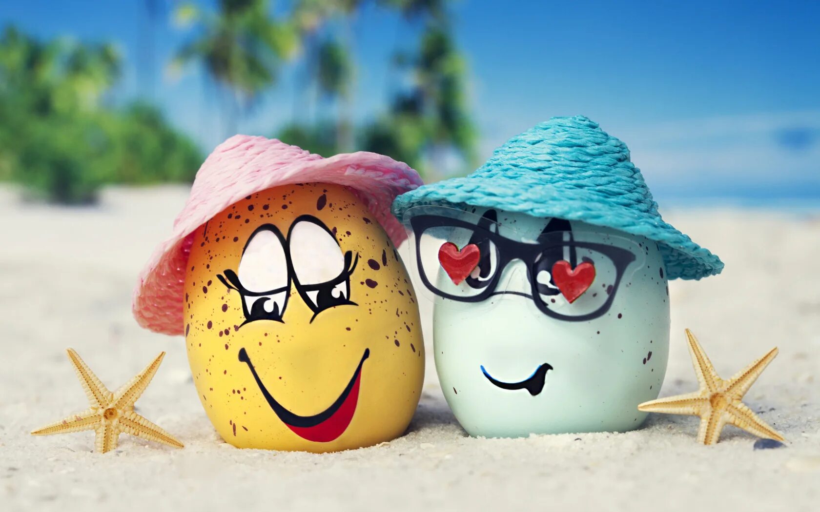 Позитивная летняя картинка Скачать обои summer, happy, beach, eggs, funny, glasses, cute, tropical, раздел 