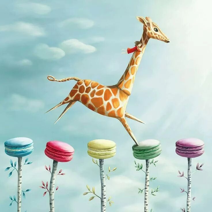 Позитивного дня картинки прикольные необычные No photo description available. Giraffe illustration, Whimsical art, Surreal art