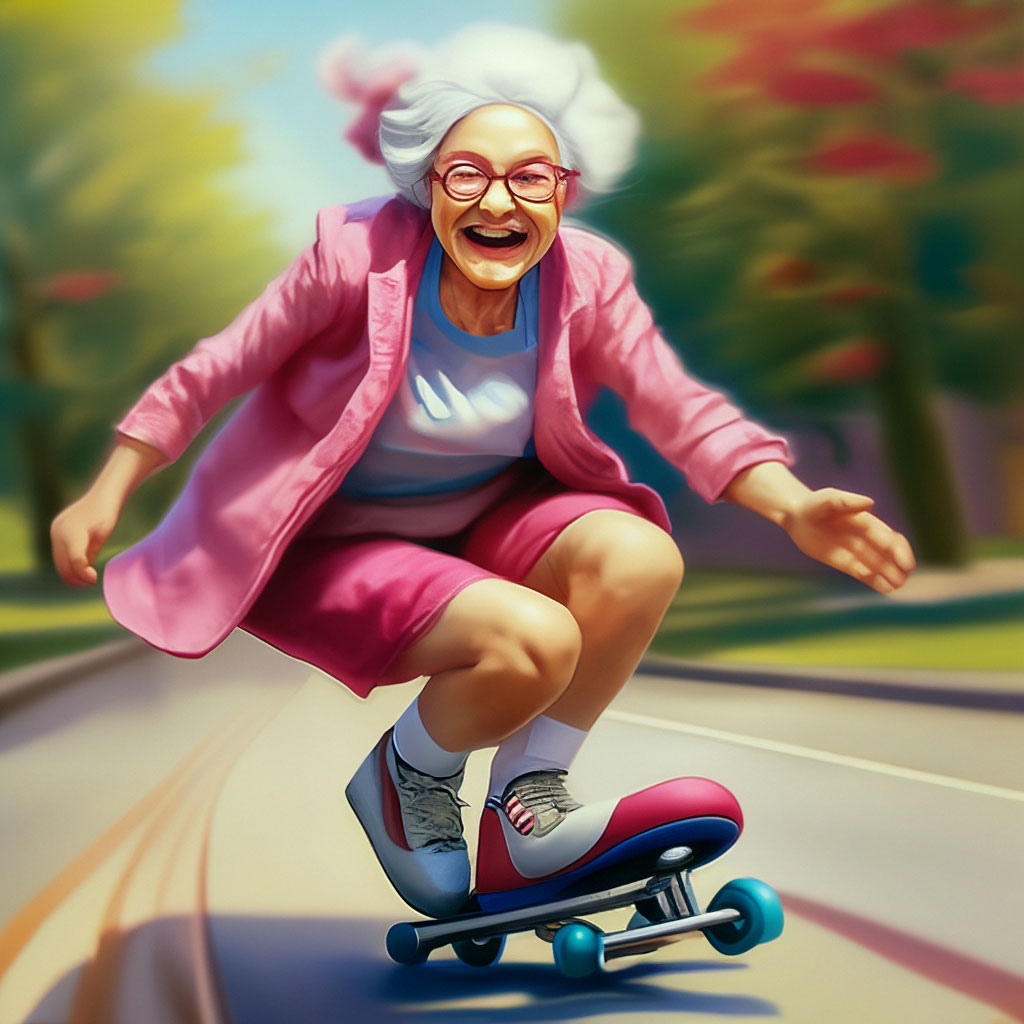 Позитивные бабушки картинки "Funny granny on skates" - image created in Shedevrum