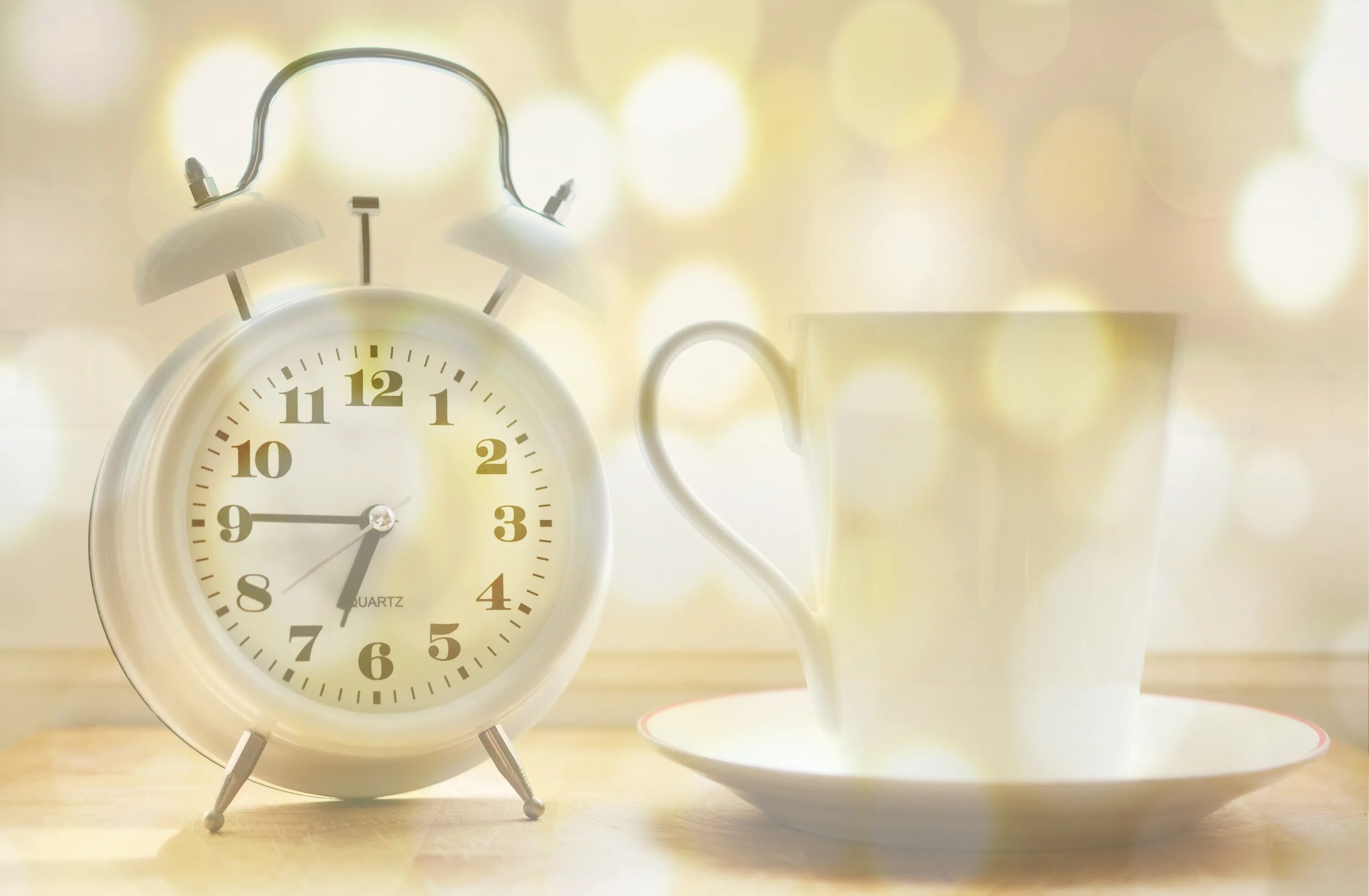 Позитивные картинки про утро White Alarm Clock Coffee Cup free image download