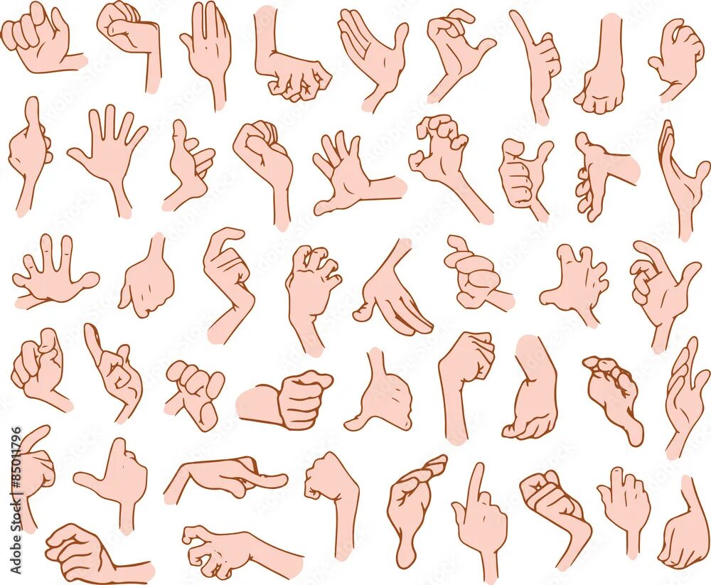 Позы рук для фото Cartoon Hands Pack 3 Stock Vector Adobe Stock