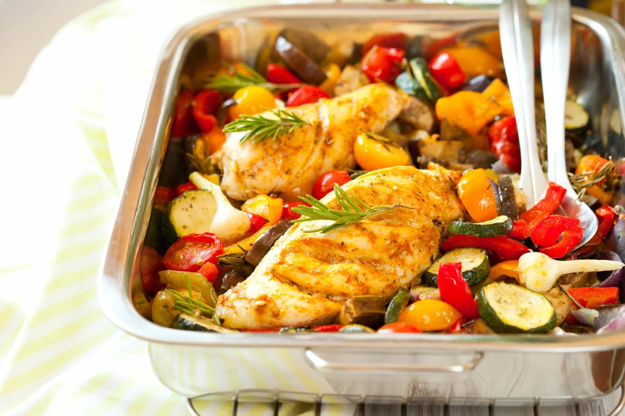 Пп рецепты в духовке с фото Rosemary Chicken and Ratatouille Roast