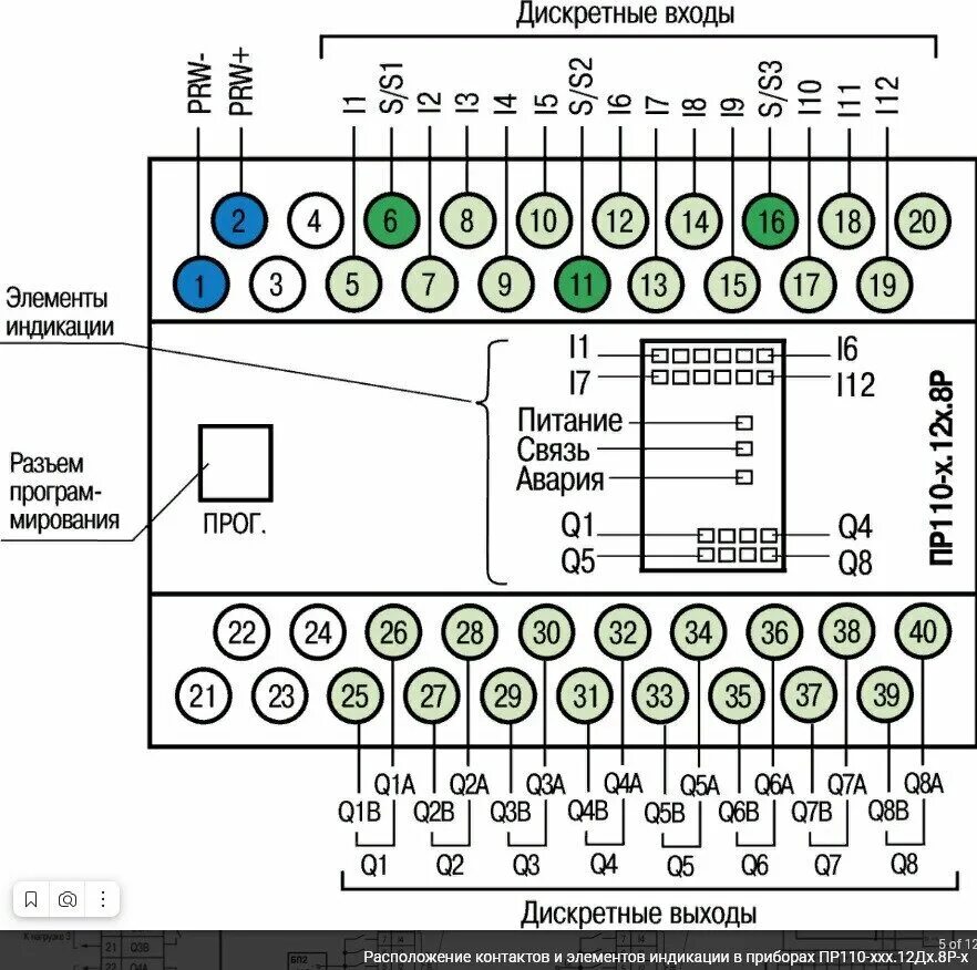 Пр110 220 8дф 4р схема подключения Реле программируемое овен ПР110-220.12ДФ.8Р-Ч для дискретных локальных систем - 