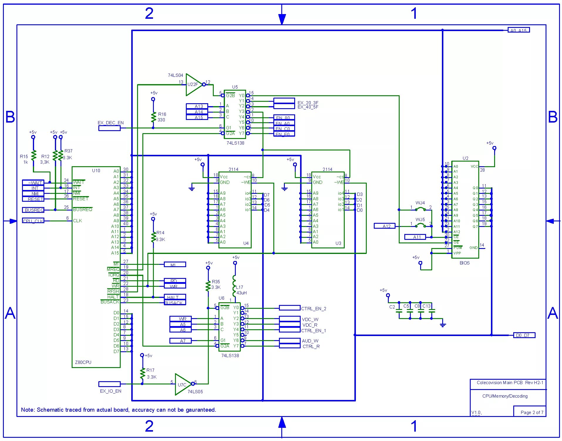 Практическая электрические схемы File:Colecovision-Schematic---CPU,-RAM,-Decoding.png - TechWiki