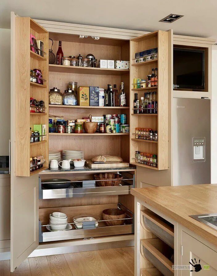 Практичная кухня фото 100 лучших идей как обсутроить кладовку на фото Kitchen pantry design, Pantry de