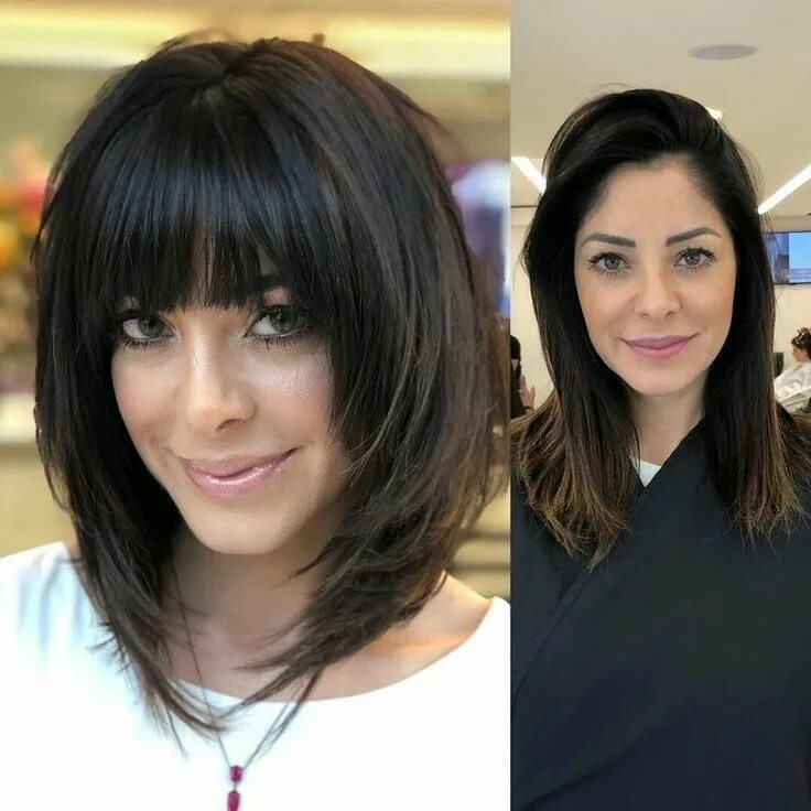 Практичная стрижка на средние волосы Pin on идеи для причесок Medium hair cuts, Long bob haircut with bangs, Hair cut