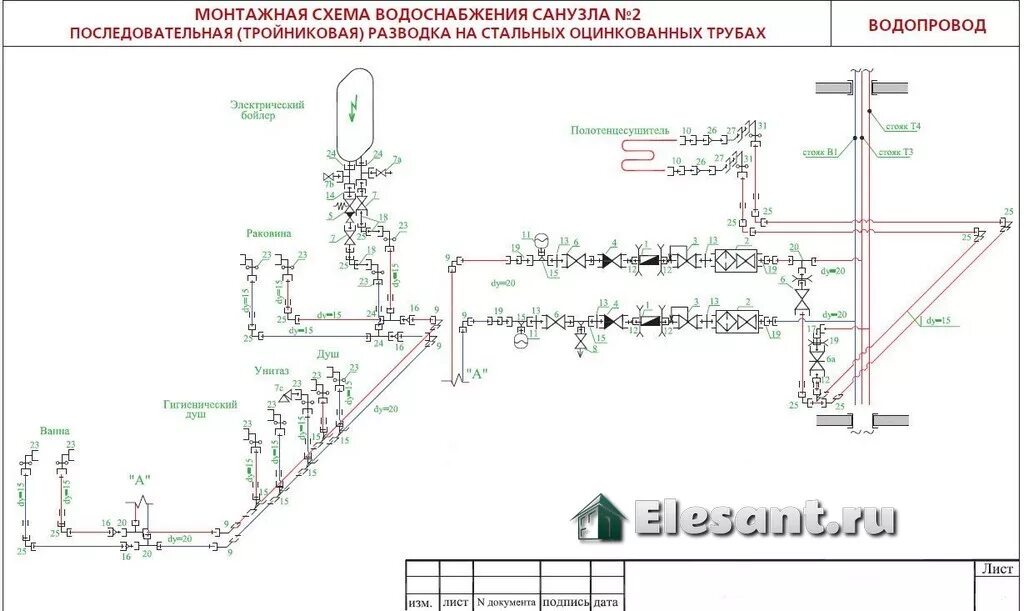 Правила подключения пожарного водопровода в систему хвс Тройниковая разводка водопровода в доме - простота и дешевизна выполнения